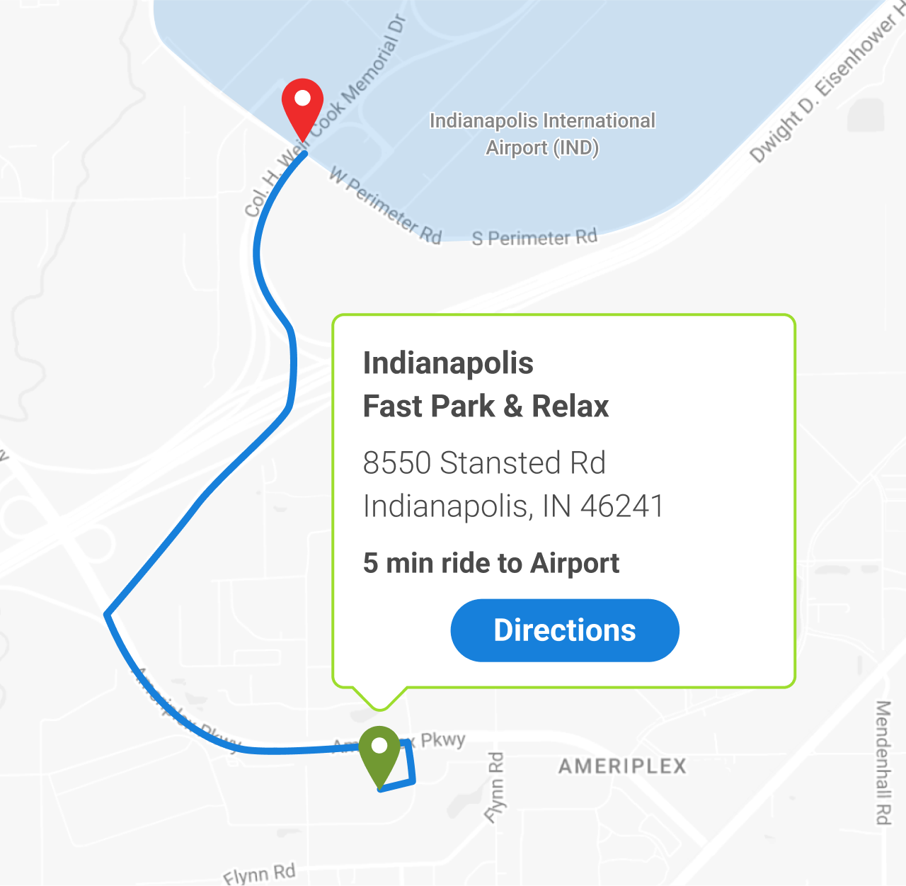 Your Indianapolis Airport Parking Solution Map