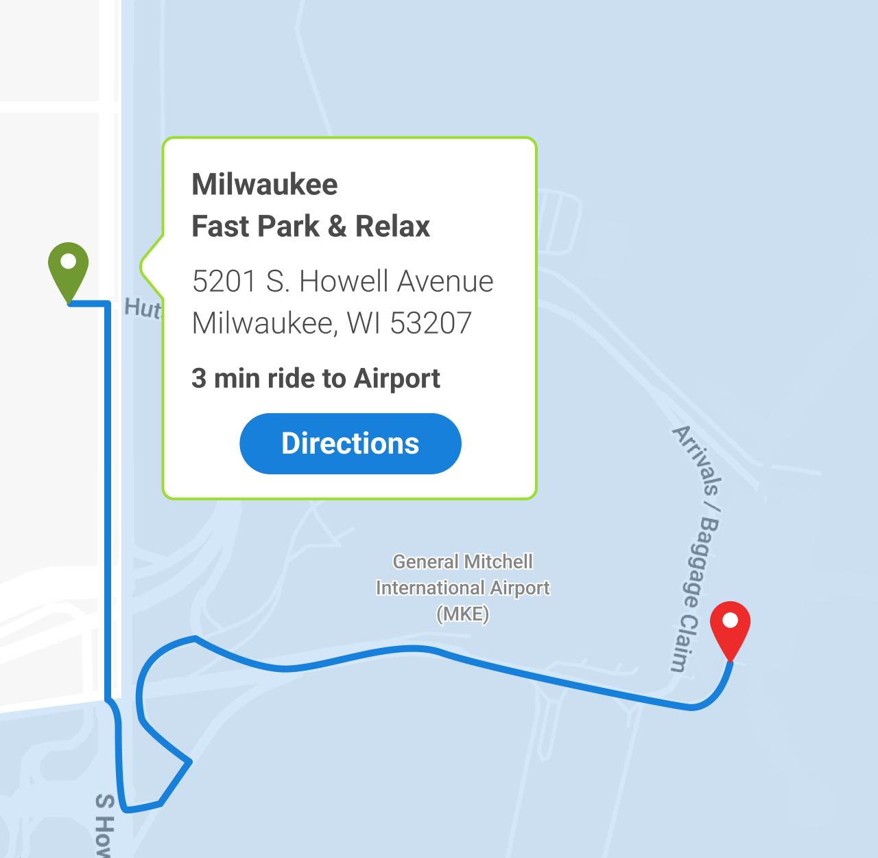 Your Milwaukee Airport Parking Solution Map