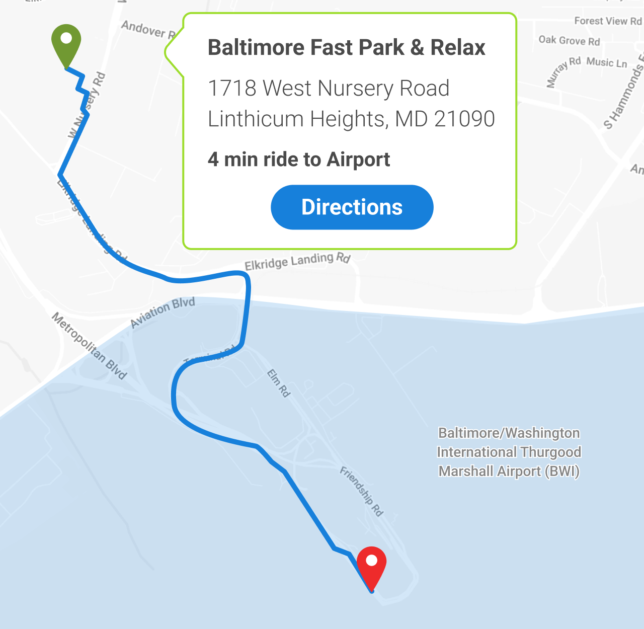 Your BWI Airport Parking Solution Map
