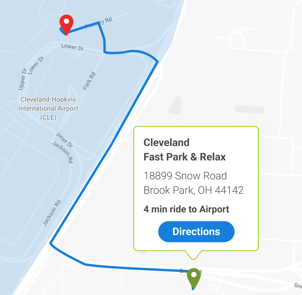 Your Cleveland Airport Parking Solution Map